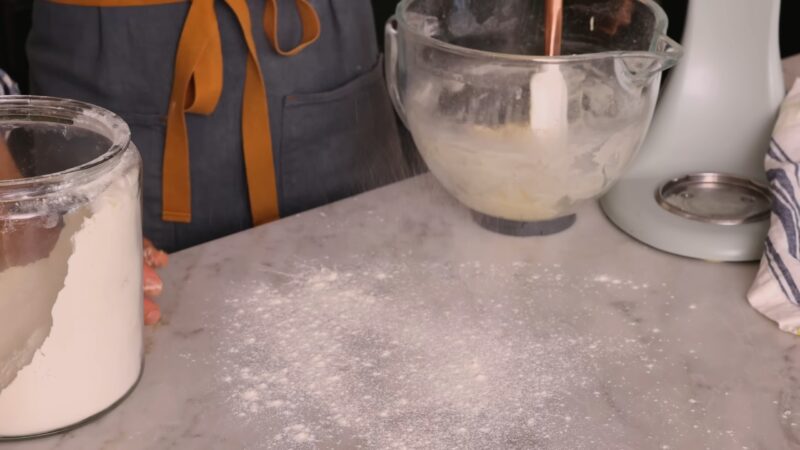 Sprinkle flour on the kitchen countertop