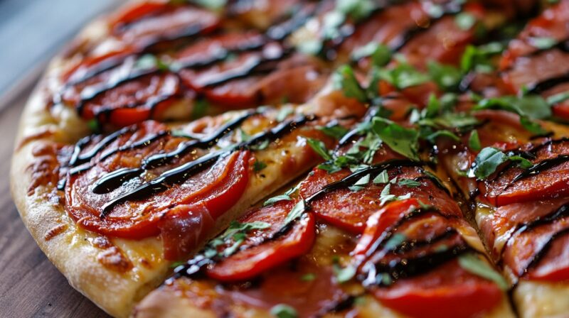 Instructions - Perfect Prosciutto Pizza with Roasted Red Peppers and Balsamic Glaze 