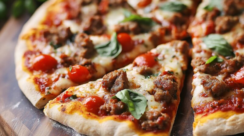 Italian Sausage Pizza with Pesto and Red Sauce - Ingredients