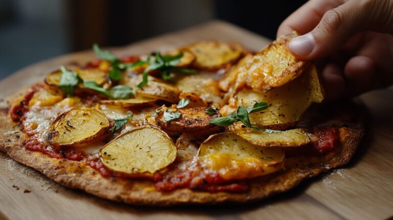 Vegan Recipe - Potato Pizza with Rosemary and Olive Oil