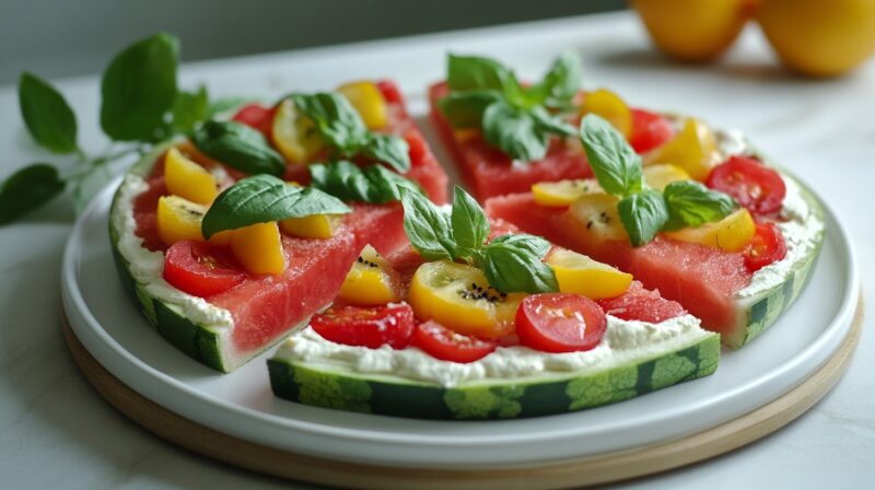 Watermelon pizza - Serving and Enjoying